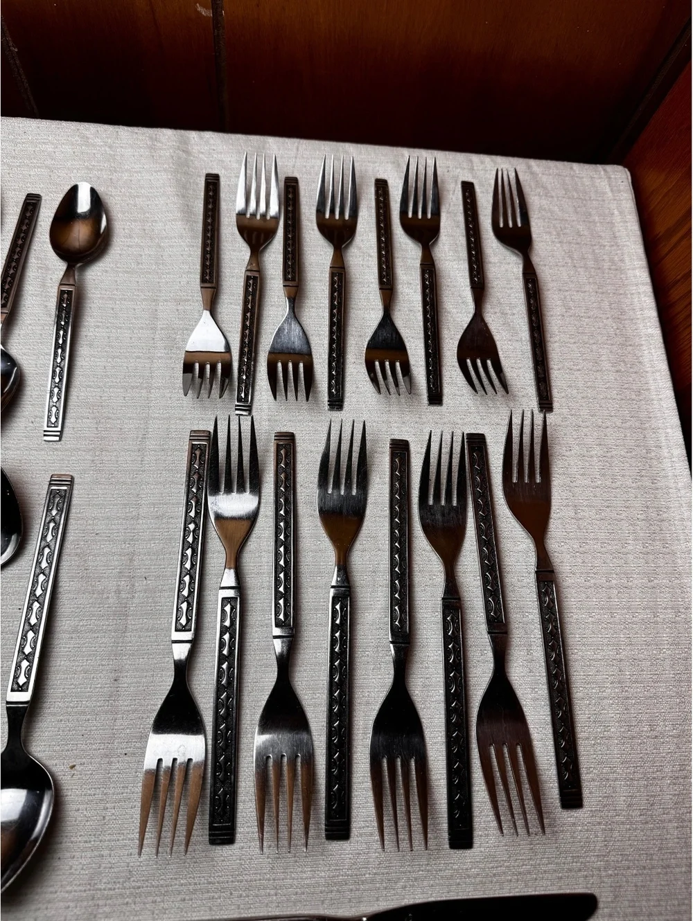 Vintage Douglass Korea Stainless Flatware Set 40 Piece Service for 8 Geometric
